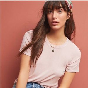 Cloth & Stone by Anthropolgie Pink Ribbed T-shirt
